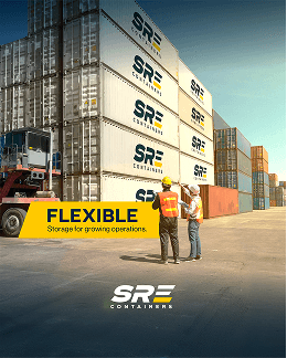 Field full of SRE Containers with two employees